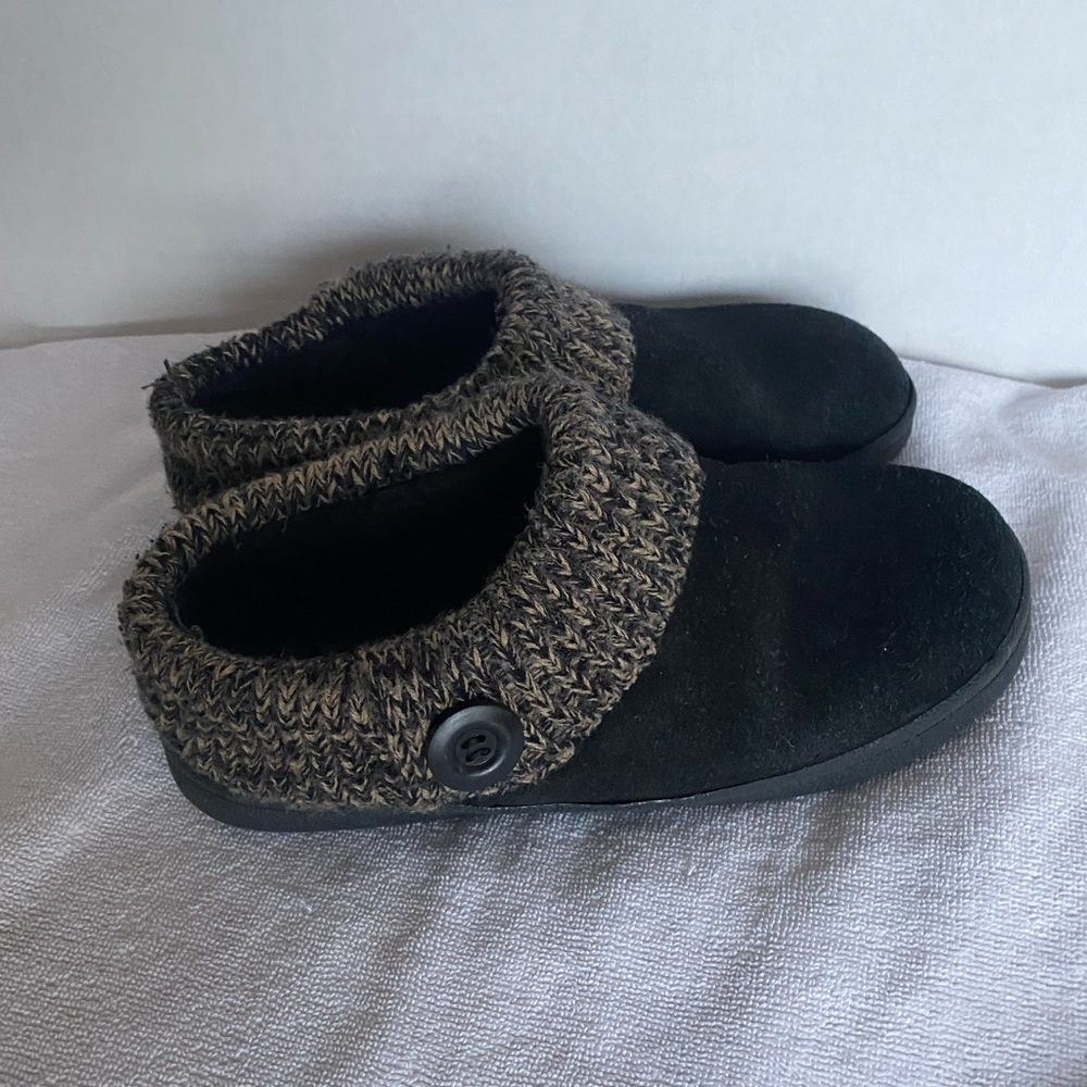 Clarks women’s size 8M Angelina suede leather uppers knitted collar clog black